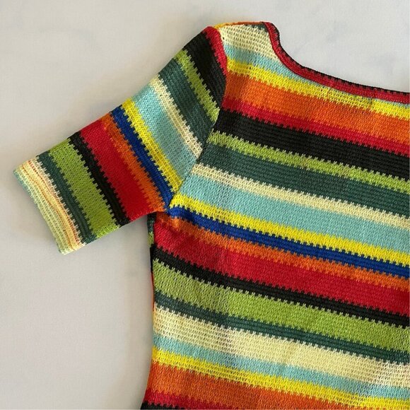 NWT Edikted Rainbow Striped Open Front Knit Coverup Dress - Picture 5 of 8